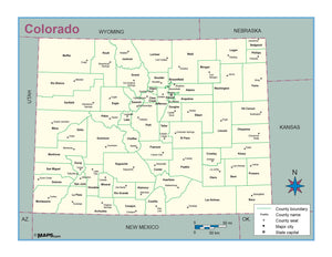 Colorado County Outline Wall Map