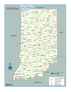 Indiana County Outline Wall Map