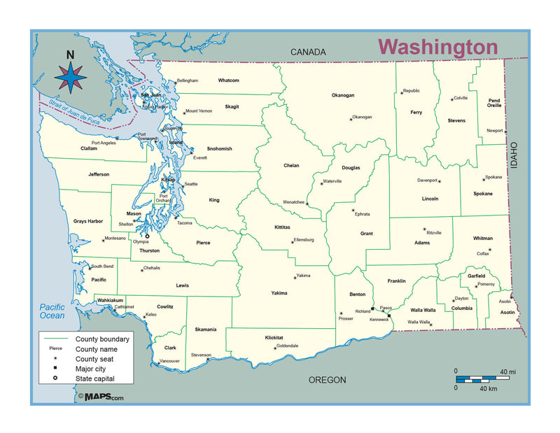 Washington County Outline Wall Map Maps.com