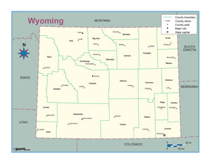 Wyoming County Outline Wall Map