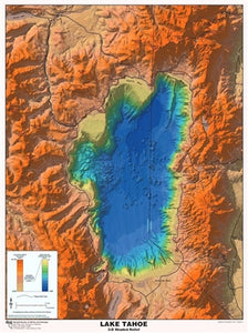 3-D Lake Tahoe Topographic Map by Nevada Bureau of Mines and Geology