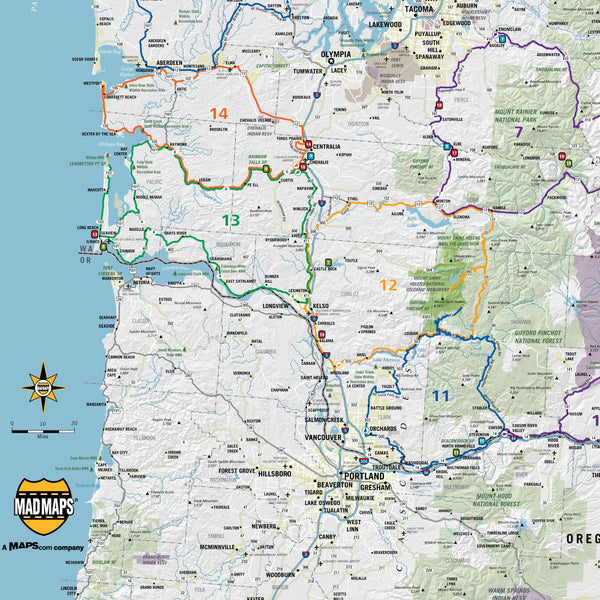 Washington Scenic Road Trips Wall Map Maps.com