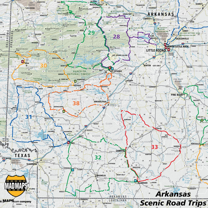 Arkansas Scenic Road Trips Wall Map Maps.com