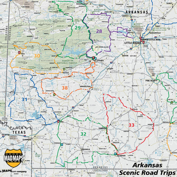 Arkansas Scenic Road Trips Wall Map Maps.com