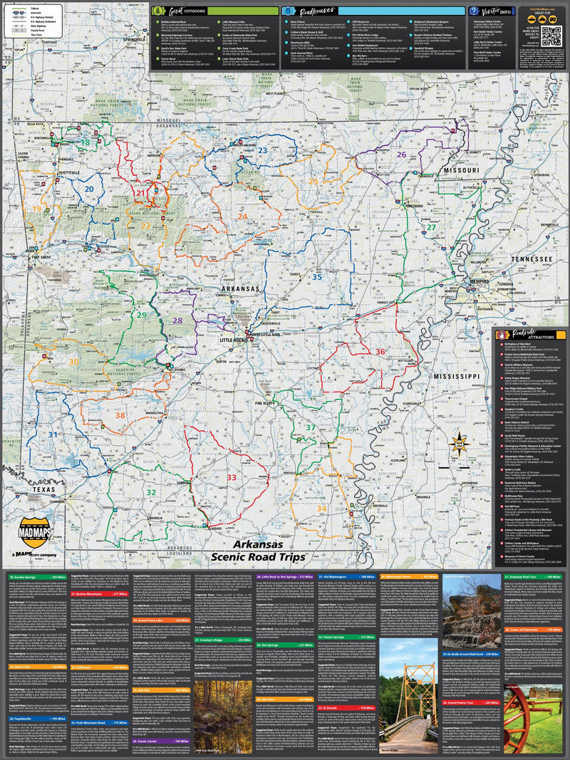 Arkansas Scenic Road Trips Wall Map Maps.com