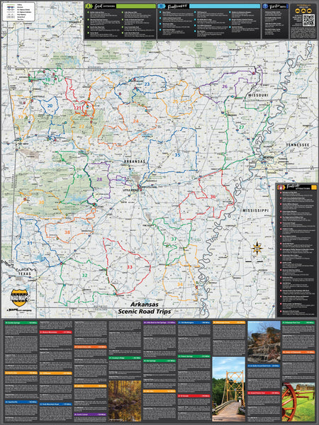 Arkansas Scenic Road Trips Wall Map Maps.com