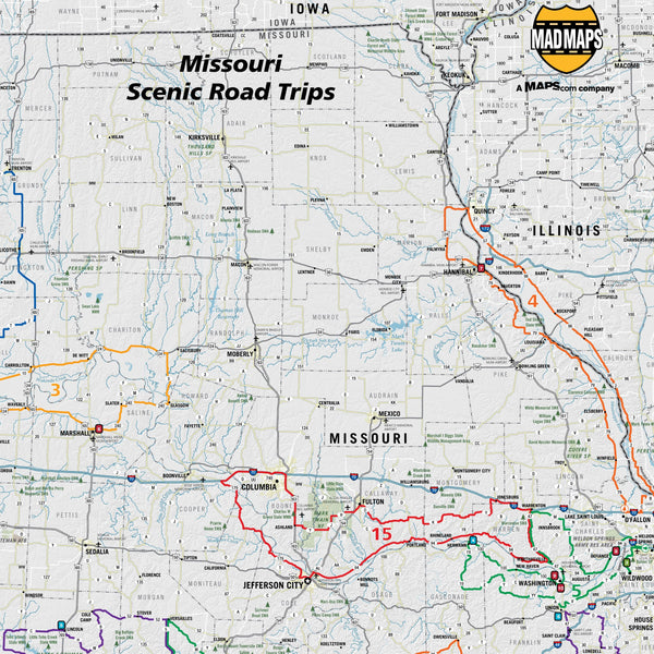 Missouri Scenic Road Trips Wall Map Maps.com