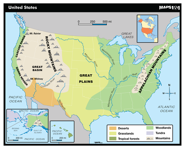 Primary Level: United States Physical Maps.com
