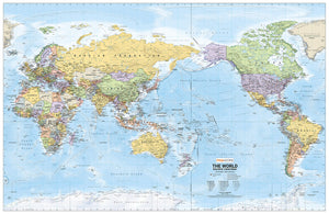 World Political Wall Map, Pacific-Centered by Mapuccino