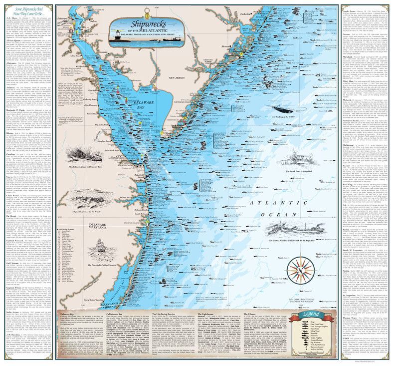 Cover of Shipwrecks of the Mid-Atlantic Map (Laminated)
