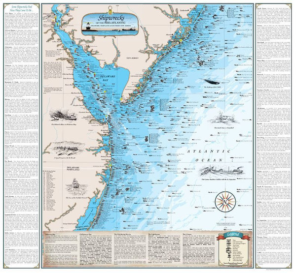 Cover of Shipwrecks of the Mid-Atlantic Map (Laminated)