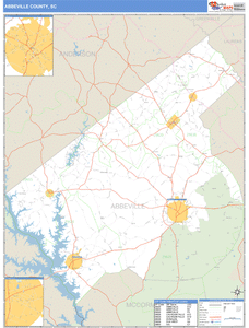 Abbeville County, South Carolina Zip Code Wall Map