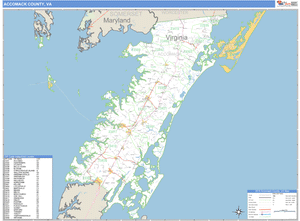 Accomack County, Virginia Zip Code Wall Map