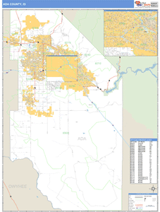 Ada County, Idaho Zip Code Wall Map