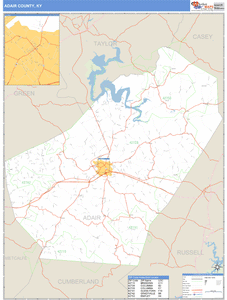 Adair County, Kentucky Zip Code Wall Map