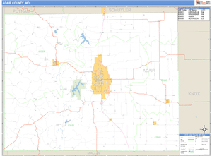 Adair County, Missouri Zip Code Wall Map