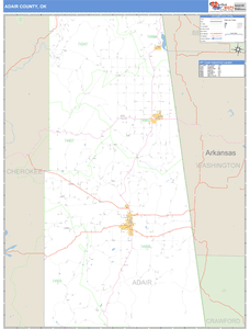 Adair County, Oklahoma Zip Code Wall Map