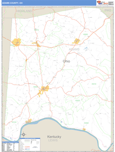Adams County, Ohio Zip Code Wall Map