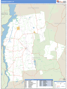 Addison County, Vermont Zip Code Wall Map