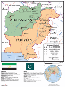Afghanistan and Pakistan Combo Wall Map