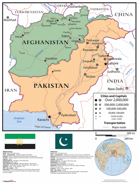 Afghanistan and Pakistan Combo Wall Map Maps.com