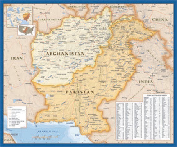 Afghanistan and Pakistan Wall Map Maps.com