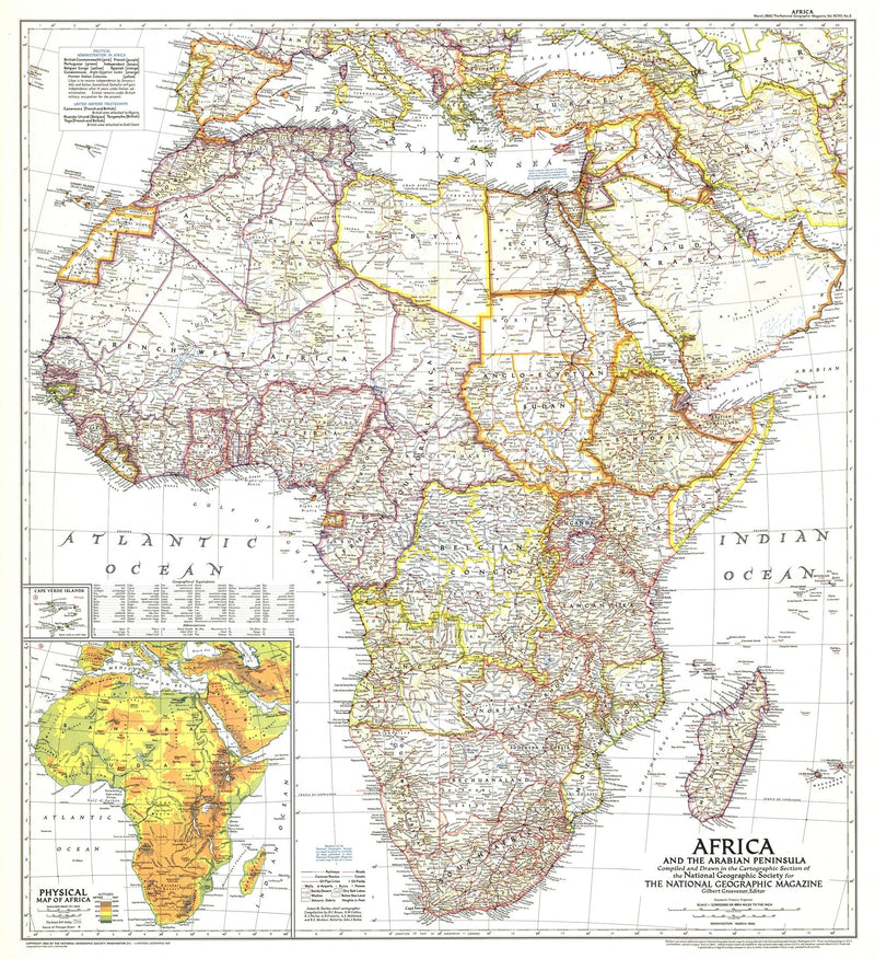 Africa And The Arabian Peninsula Map 1950 Maps.com