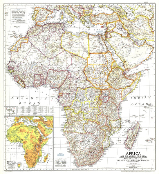 Africa And The Arabian Peninsula Map 1950 Maps.com