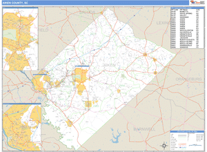 Aiken County, South Carolina Zip Code Wall Map