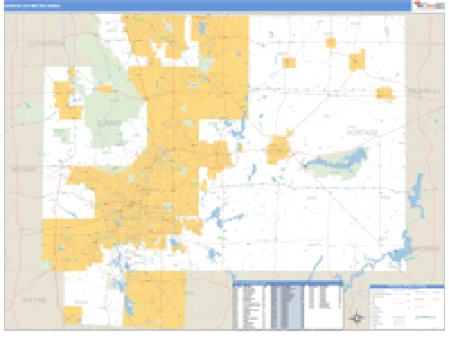Akron, Ohio Metro Area Wall Map Market Maps (IDI)
