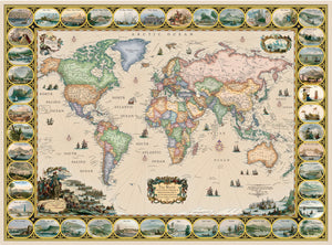 Antique Style Illustrated World Map