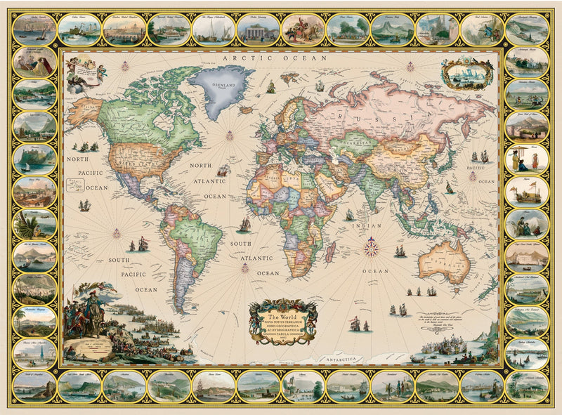 Antique Style Illustrated World Map Maps.com