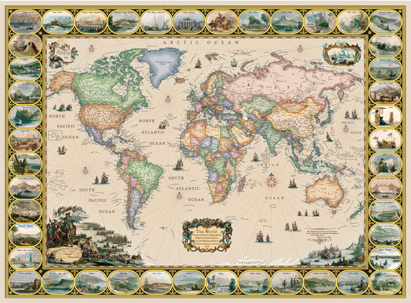 Antique Style Illustrated World Map Maps.com
