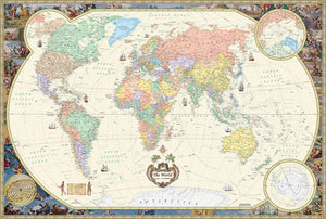 Antique Style World Wall Map