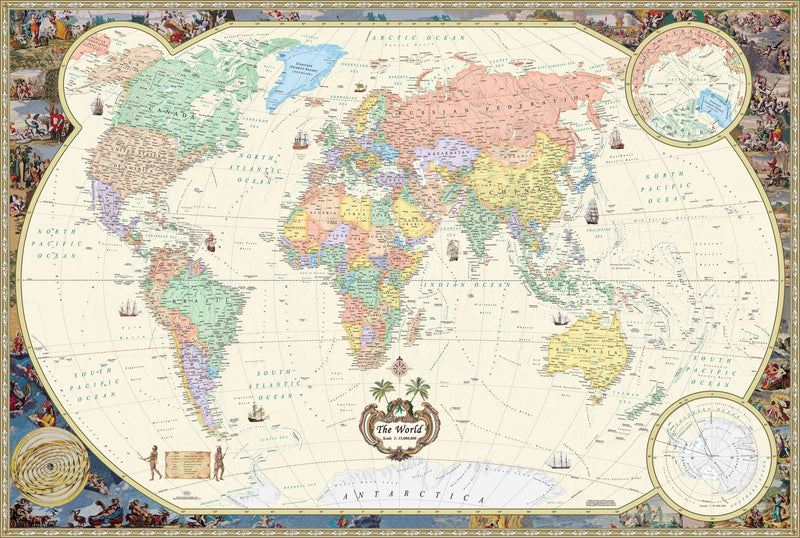 Antique Style World Wall Map Maps.com
