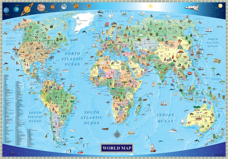 Illustrated Map of the World for Kids Maps.com