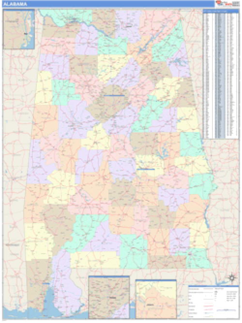 Alabama Business Wall Map Market Maps (IDI)