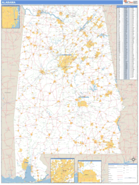 Alabama ZIP Code Wall Map Market Maps (IDI)