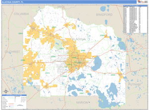 Alachua County, Florida Zip Code Wall Map