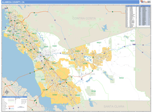 Alameda County, California Zip Code Wall Map