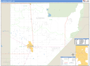 Alamosa County, Colorado Zip Code Wall Map
