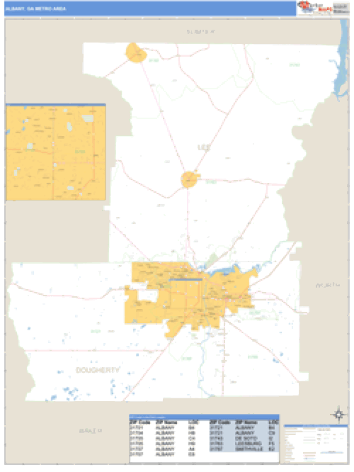 Albany, Georgia Metro Area Wall Map Market Maps (IDI)