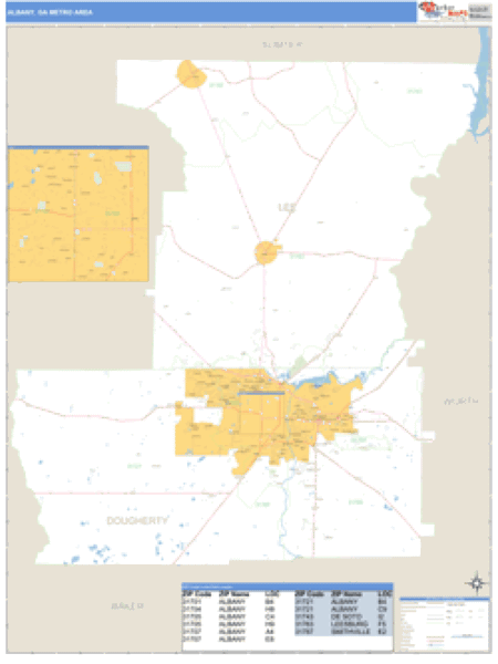 Albany, Georgia Metro Area Wall Map Market Maps (IDI)