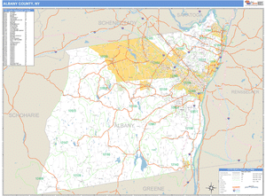 Albany County, New York Zip Code Wall Map