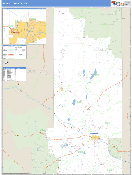 Albany County, Wyoming Zip Code Wall Map Market Maps (IDI)