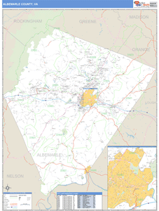 Albemarle County, Virginia Zip Code Wall Map