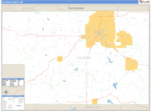 Alcorn County, Mississippi Zip Code Wall Map