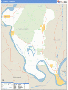 Alexander County, Illinois Zip Code Wall Map