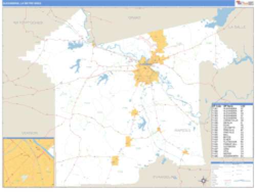Alexandria, Louisiana Metro Area Wall Map Market Maps (IDI)