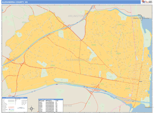 Alexandria County, Virginia Zip Code Wall Map